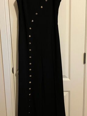 Valentine Black Sleeveless Top with Gold Button Details
